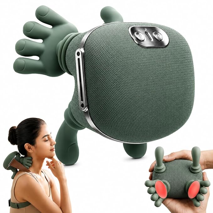 Cordless 4D Shiatsu Neck & Shoulder Massager with Heat | Deep Tissue Kneading Massage Pillow | Rechargeable Pain Relief for Home, Office & Travel