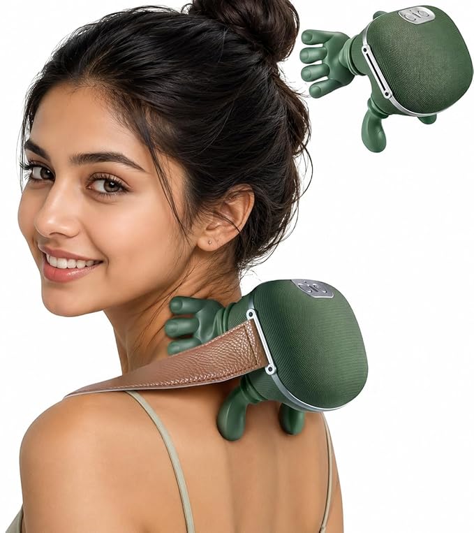 Cordless 4D Shiatsu Neck & Shoulder Massager with Heat | Deep Tissue Kneading Massage Pillow | Rechargeable Pain Relief for Home, Office & Travel