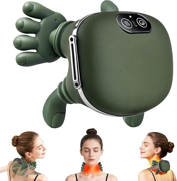 Cordless 4D Shiatsu Neck & Shoulder Massager with Heat | Deep Tissue Kneading Massage Pillow | Rechargeable Pain Relief for Home, Office & Travel