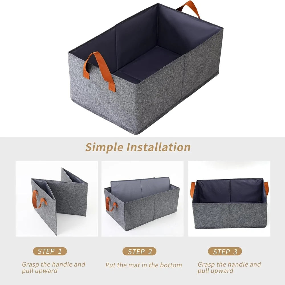 Set of 6 Foldable Cloth Storage Boxes | Collapsible Fabric Organizer 26L