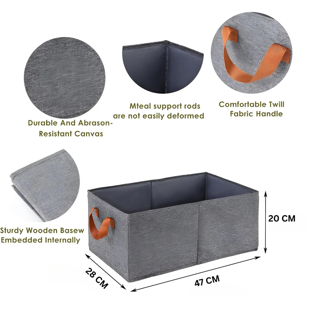 Set of 6 Foldable Cloth Storage Boxes | Collapsible Fabric Organizer 26L