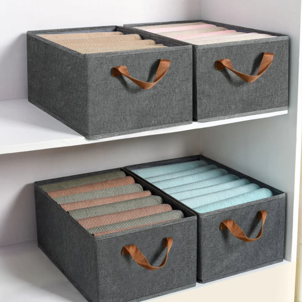 Set of 6 Foldable Cloth Storage Boxes | Collapsible Fabric Organizer 26L