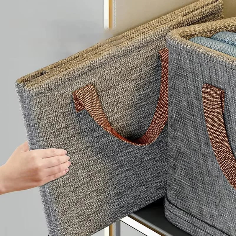 Set of 6 Foldable Cloth Storage Boxes | Collapsible Fabric Organizer 26L